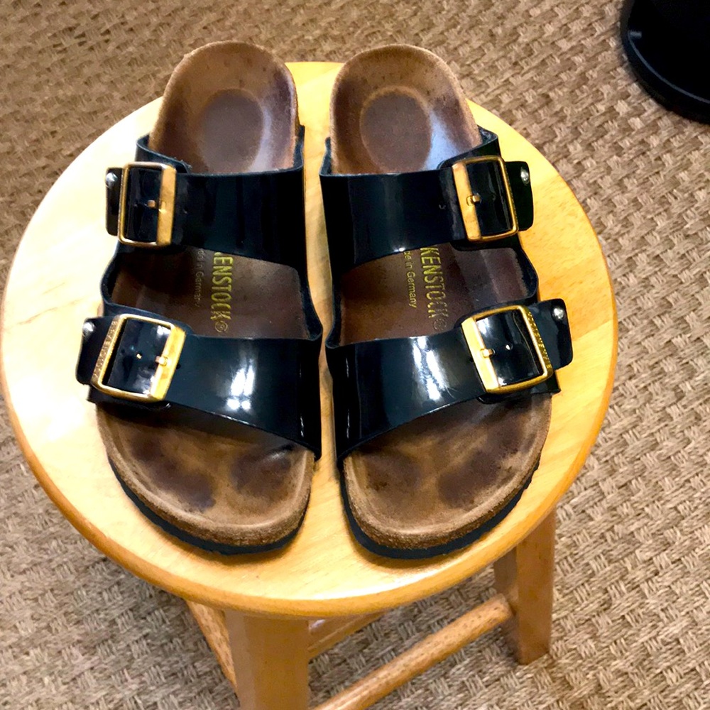 Birkenstock patent leather sandals